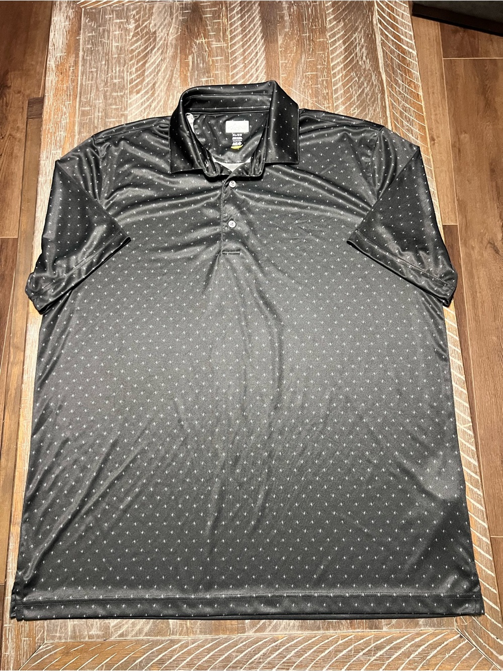 Greg Norman Men’s ML75 PlayDry Golf Polo Black Geometric Print Size XL